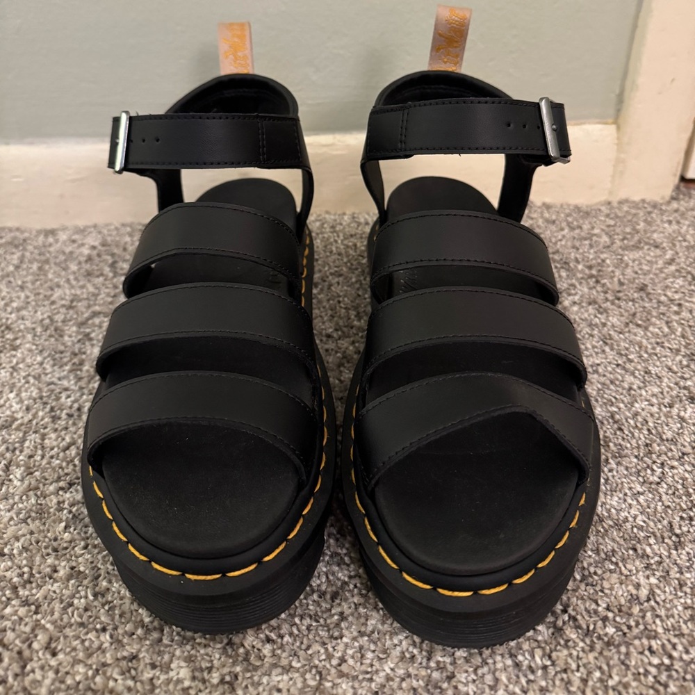 Black Doc Martens Blaire Hydro Leather Strap Sandals